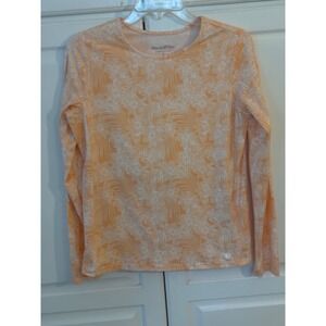 Hang Ten Women Orange Tropical Floral UPF 50+ Sun‎ Shirt Long Sleeve Small